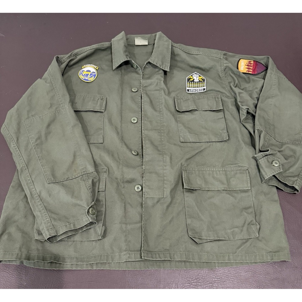 Rothco BDU Field Jacket XL Regular Olive Green Military Style Shirt Coat Patches